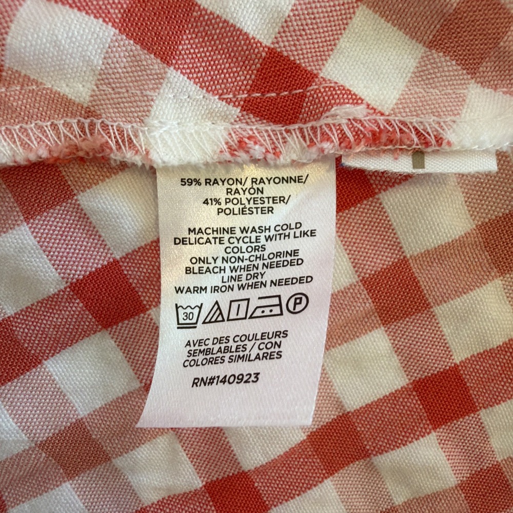 Loft Dress Red White Gingham Plaid Flutter Sleeve Midi Picnic Cottage Size 4 - Picture 6 of 8